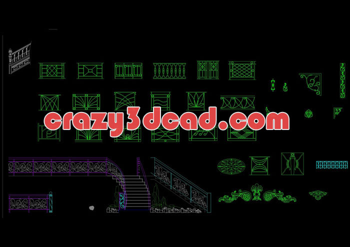 Staircase and wrought iron railing CAD gallery